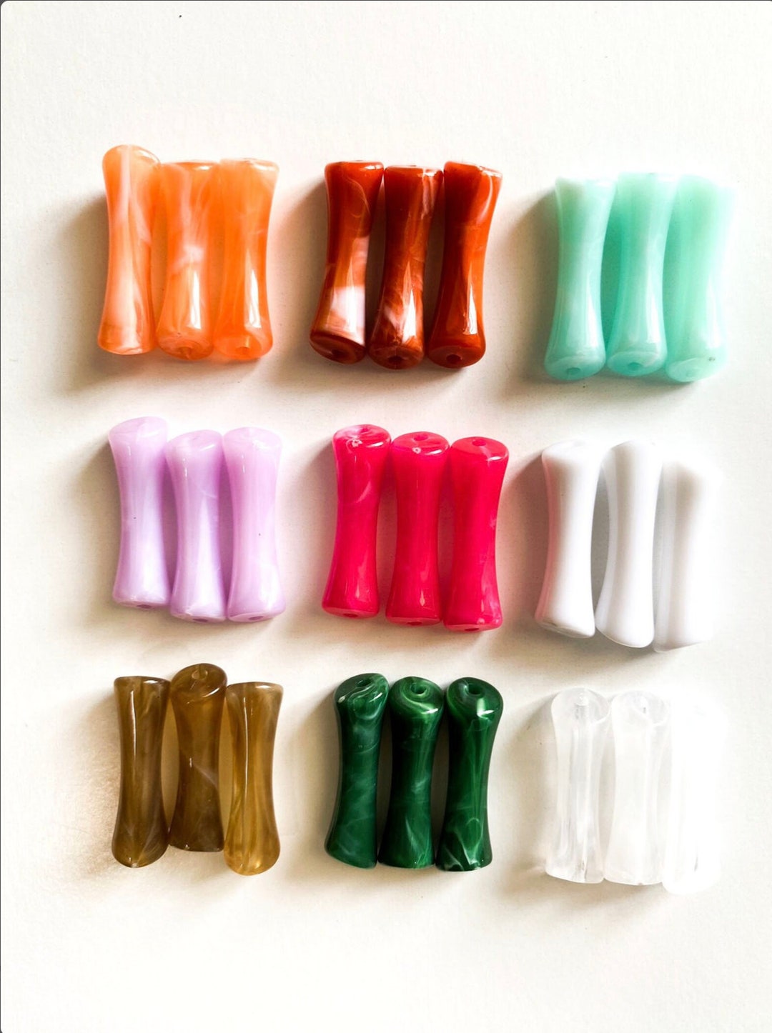 NEW 8mm Acrylic Tube Beads, Marble Acrylic Beads, Acrylic Tube Beads