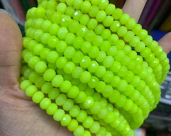 US SELLER ~ Deep Neon Lime Green Faceted Jade Rondelle 8x5mm Colored Jade Full Strand Jade bead,Dyed Jade Beads,Gemstone for Necklace,Trends