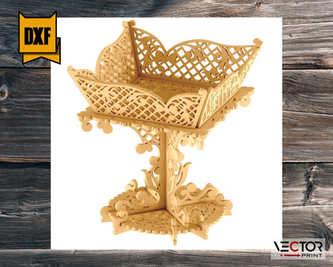 Decorative Wooden Fruit Tray Fruit Display Stand DXF File Etsy