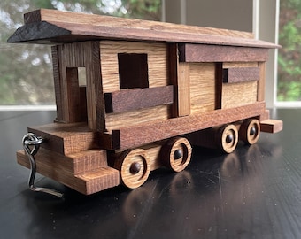 Train Baggage Car, Wooden Handmade, Toy Train