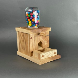 Handmade Gumball Machine / Candy Dispenser; Heartwood Hickory