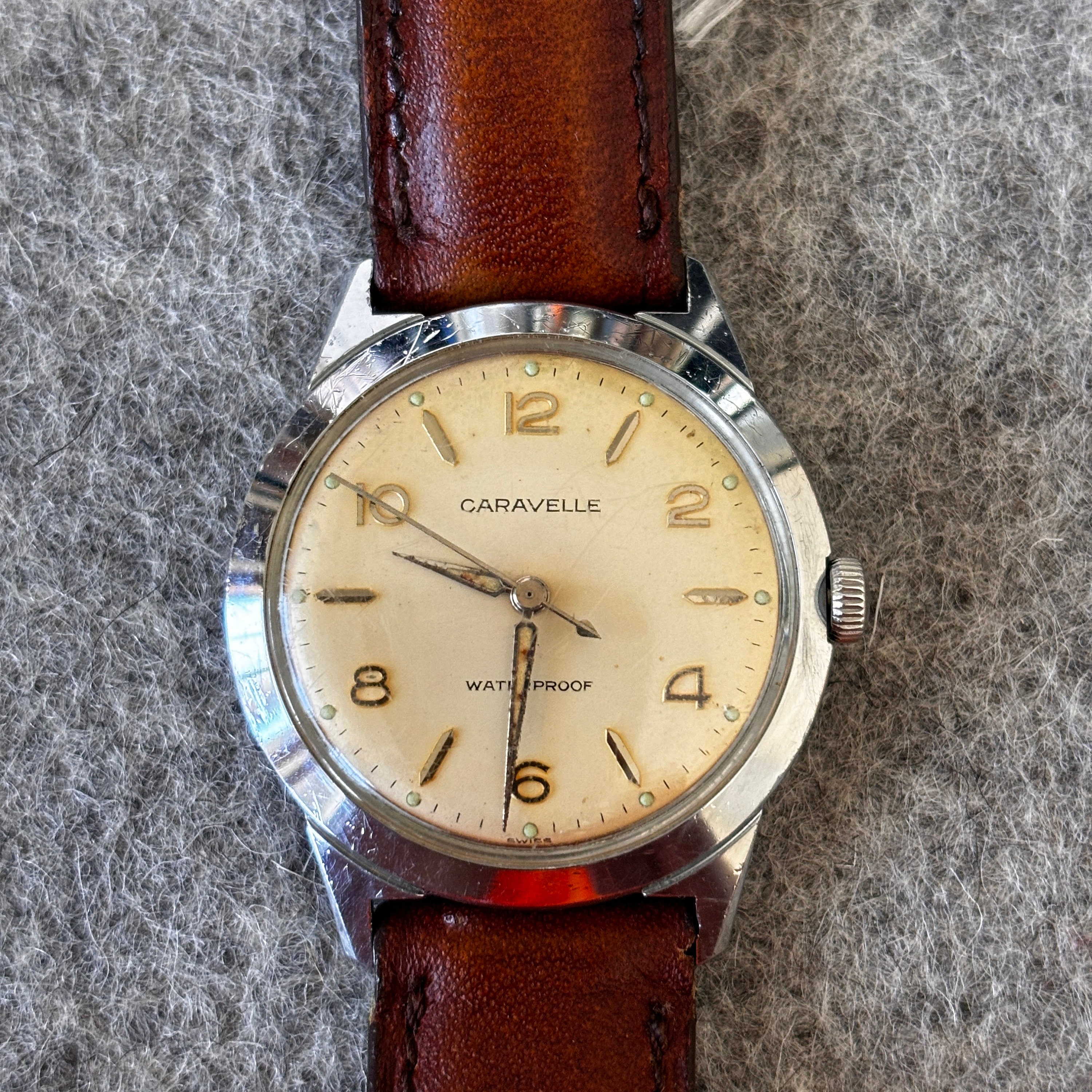 Bulova 手巻き時計 シルバー/ブラウン