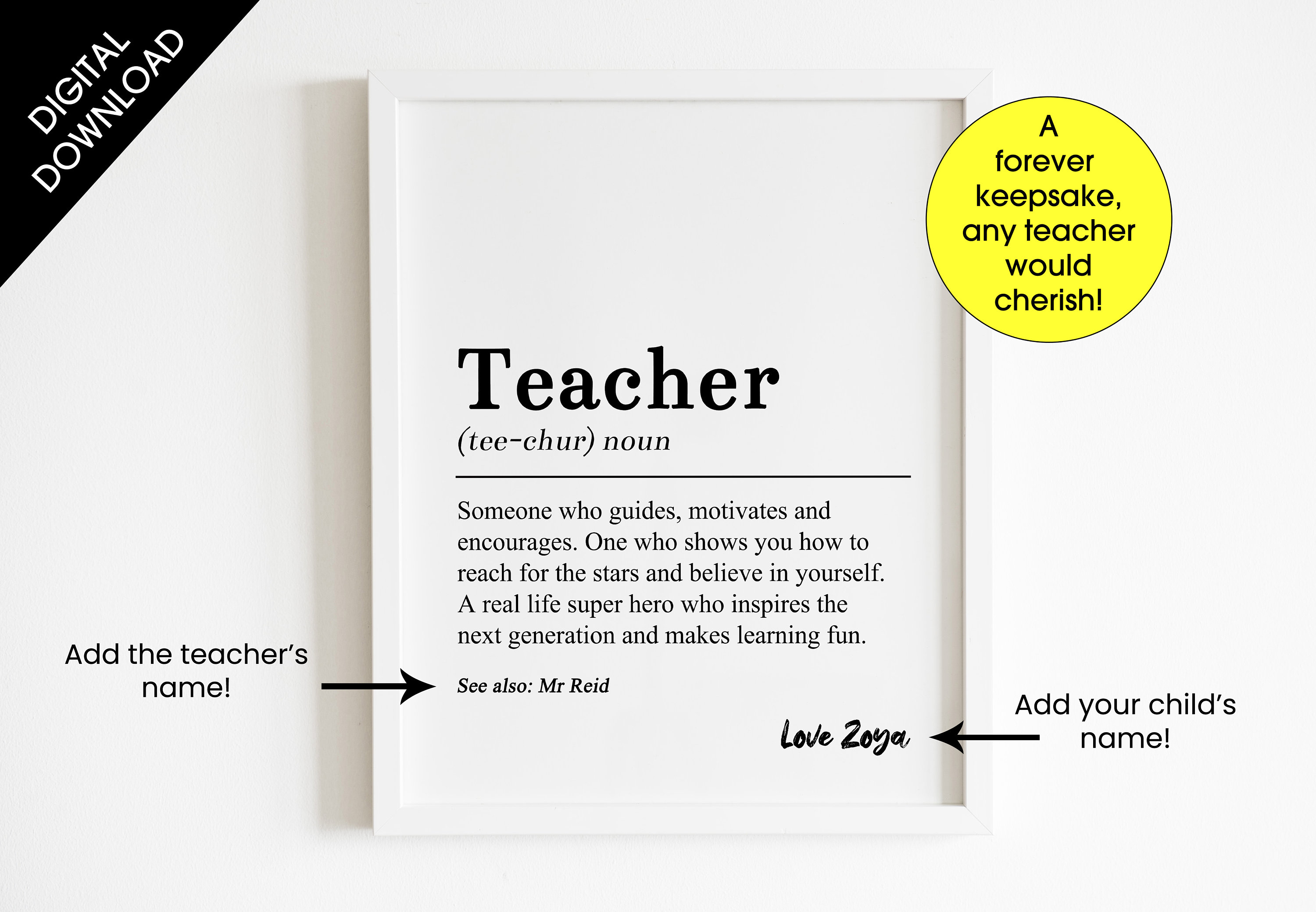 Personalized 8x10 Teacher Definition Print Teacher Gifts Etsy