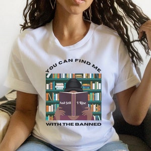 Banned Books Shirt, Reading T-Shirt, Librarian Shirt, Bookish Shirt, Afro Reader Tee, Teacher Gift, Melanin Educated, African American Books