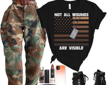 Not All Wounds Are Visible, Mental Health Awareness TShirt, Melanin Patriotic Tee, African American Veteran T-Shirt, Motivational Shirt
