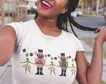 Vintage Black Nutcracker Shirt, Pink and Green Nutcracker T-Shirt, African American Nutcracker Christmas Shirt, Afrocentric Christmas Tee