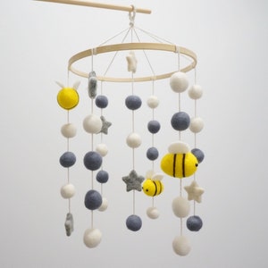 Wool Crib Mobile/Baby Mobile/Nursery Decoration/Nursery Mobile/Baby Gift/Marlintiu/Bee Happy