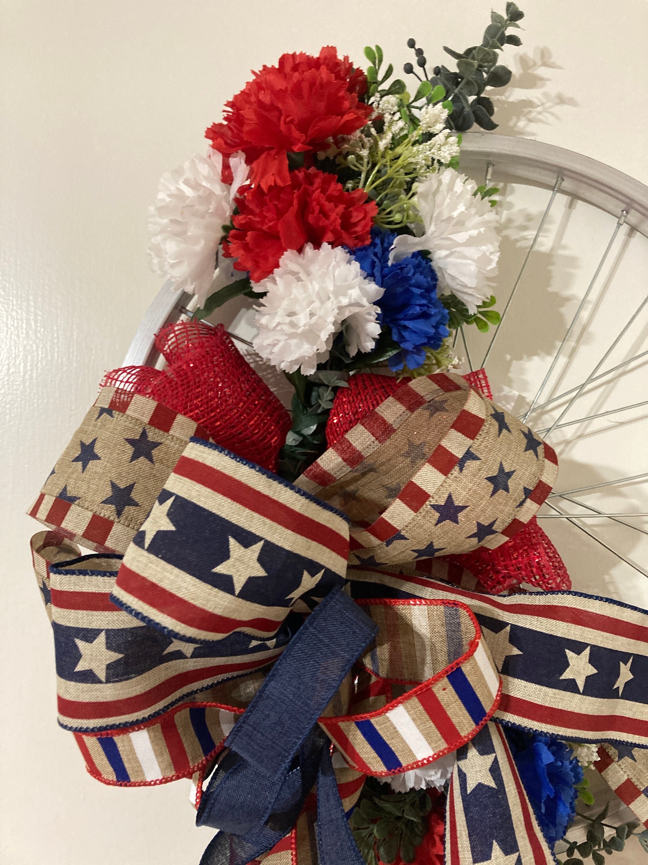 Patriotic Wreath, Fourth of July Wreath, Red, White, and Blue Wreath ...