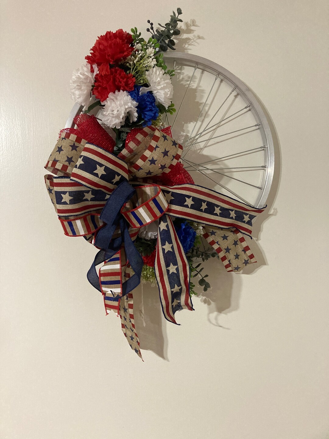 Patriotic Wreath, Fourth of July Wreath, Red, White, and Blue Wreath ...