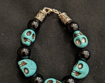 Black Onyx and Howlite Beaded Bracelet