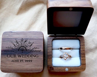 Personalized Ring Box, Custom Wedding Ring Box, Engagement Ring Box, Proposal Ring Box, Rings Holder, Wooden Ring Box, Double Hinge Ring Box