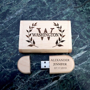Wedding USB Flash Drive - Personalized Flash Drive Engraving USB, Custom USB Box, Wooden Flash Drive, Flash Drive Box, Flash Drive Case