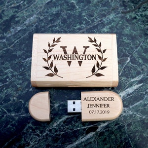 Custom Wedding USB With Box, Wedding Flash Drive, Sunflower USB Drive, Personalized Flash Drive, Custom USB Box, Wooden Flash Drive