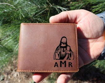 Billetera de cuero para hombres, regalos de billetera personalizada, regalo de aniversario para novio, billetera grabada, regalo de cumpleaños, billetera personalizada para él