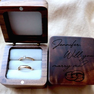 Engagement Ring Box, Wooden Ring Box, Personalized Ring Box, Custom Wedding Ring Box, Engraved ring Box, Proposal Ring Box, Rings Holder