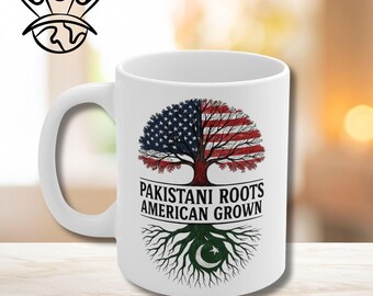 American Pakistani Ethnic Pride-mok 11 oz, keramisch koffiekopje viert wortels en cultuur, theemok Amerikaanse nationaliteit, kopje Pakistani Pride