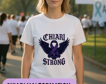 Chiari Strong Shirt, Chiari Malformation Awareness Merch Tee, Purple Ribbon Gothic Brain T-Shirt, Chronic Illness Empowerment Gift