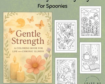 Livre de coloriage maladie chronique, pages à colorier adultes imprimables pour Spoonies, art de la douleur chronique et autosoins des maladies invisibles, téléchargement immédiat