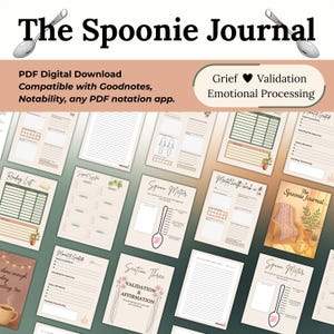 Spoonie Journal Digital Download, Chronic Illness Self-Care Journal, Guided Prompts, Spoon Tracker, Mind Body Check-Ins, Spoonie Notebook