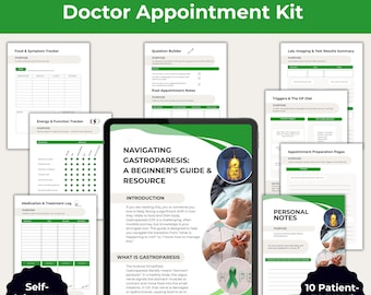 Strumento di monitoraggio dei sintomi della gastroparesi e kit di preparazione per la visita medica, agenda medica per chi si rivolge al medico di base, download digitale di 10 pagine per chi soffre di malattie croniche.