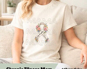 Maglietta per la consapevolezza delle malattie croniche, maglietta "Mia figlia è una guerriera", maglietta floreale con nastro per la consapevolezza medica, regalo di supporto per la disabilità per la mamma