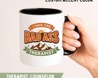 Ho una terapista fantastica, tazza divertente per terapisti, regalo di apprezzamento per terapisti, tazza retrò con alba in montagna, tazza per la salute mentale