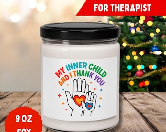 Inner Child Therapist Candle | Christmas Gift for Therapist | Mental Health Holiday Gift | Self Care Soy Candle | Stocking Stuffer | 9oz