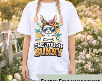 Maglietta con stampa ghepardo One Tough Bunny, maglietta pasquale per malattie croniche, maglietta per la sensibilizzazione Spoonie, disabilità nascosta, salute mentale