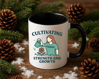 Mok Kracht en groei | Kerstcadeau voor therapeut, therapeut of professional in de geestelijke gezondheidszorg | 11oz 15oz, dank je wel waarderingscadeau