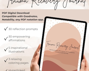 Diário de Recuperação de Trauma Boho | Páginas para Colorir sobre Trauma Geracional, Afirmações com Guias de Cura, Caderno de Exercícios de Autocuidado