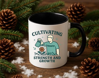 Mok Kracht en groei | Kerstcadeau voor therapeut, therapeut of professional in de geestelijke gezondheidszorg | 11oz 15oz, dank je wel waarderingscadeau