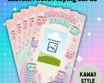 Carte da gioco Kawaii personalizzate con foto, mazzo iconico, carte da poker personalizzate, regalo per malattie croniche, tazze carine