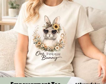 Maglietta One Tough Bunny, nastro di sensibilizzazione medica, maglietta con stampa di ghepardo e coniglio carino per malattie croniche, Cottagecore Mental Health Empowerment