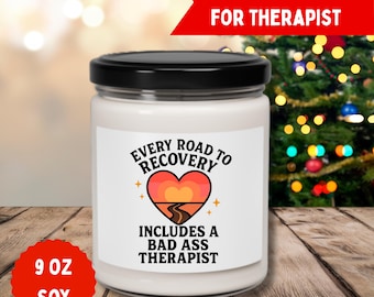 Badass-therapeutkaars | Kerstcadeau voor therapeut | Vakantiecadeau geestelijke gezondheid | Zelfverzorgende sojakaars | Kousvuller | 9oz