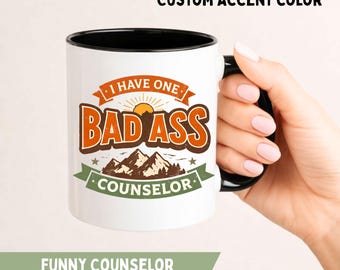 Tazza divertente per terapisti / Ho una terapista fantastica / Regalo retrò per terapisti / Tazza da caffè personalizzata con accenti di colore, Grazie al terapista