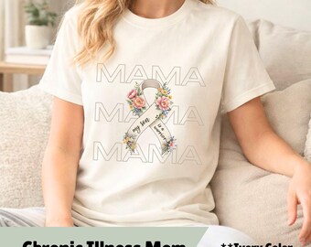 Maglietta per la consapevolezza delle malattie croniche, maglietta "Mio figlio è un guerriero", maglietta floreale con nastro di sensibilizzazione medica, regalo di supporto per la disabilità per la mamma