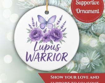 Lupus Warrior Ornament, Purple Butterfly Lupus Awareness Gift, Watercolor Floral Ornament, Chronic Illness Support, Lupus Christmas Ornament