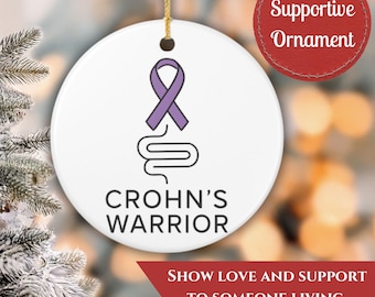 Crohn's Warrior Ornament, Minimalist Gut Art, Purple Ribbon Awareness, IBD Gift, Chronic Illness Keepsake, Empowering Spoonie Decor