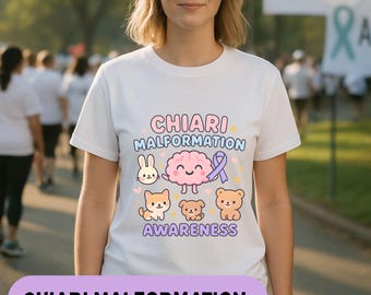 Chiari Strong Shirt, Chiari Malformation Awareness Merch Tee, Purple Ribbon Kawaii Brain T-Shirt, Chronic Illness Empowerment Gift