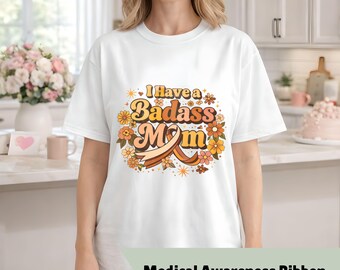 Maglietta "Ho una mamma tosta" / Maglietta retrò boho di supporto per mamme / Colori comfort per la festa della mamma 1717 / Maglietta di supporto per malattie croniche e cancro