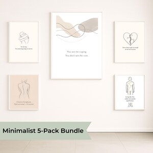 Väggkonst för kronisk sjukdom, psykisk hälsa | Minimalistiska tryck med Blunt Affirmations | Spoonie-citatdekor | Omedelbar nedladdning i PDF-format, 5-pack