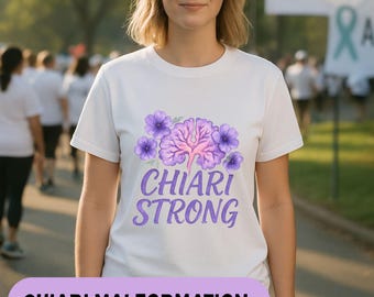 Chiari Strong Shirt, Chiari Malformation Awareness Merch Tee, Purple Ribbon Watercolor Brain T-Shirt, Chronic Illness Empowerment Gift