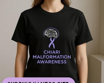 Chiari Strong Shirt, Chiari Malformation Awareness Merch Tee, Purple Ribbon Brain 100% Cotton T-Shirt, Chronic Illness Empowerment Gift