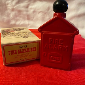Avon Fire Alarm Box Decanter with Protein Hair Lotion for Men