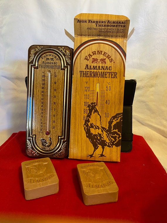 Avon Farmers Almanac Thermometer & Soaps With Metal Topped Box Etsy