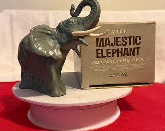 Vintage Avon Majestic Elephant Decanter, Wild Country After Shave, 1970s Avon Collectible, Elephant Figurine Bottle
