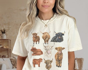 Camiseta de vaca de las Highlands, regalo de vaca de las Highlands, regalos para amantes de las vacas de las Highlands, camisetas de vacas de las Highlands, camiseta de vaca ...s de las Highlands