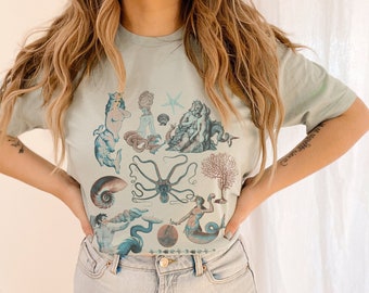 Mermaid Core Shirt Mermaidcore Mermaid Shirt Octopus Women Top Mermaid Vintage Shirt Coconut Girl Clothes Surfer Girl Coconut Aesthetic Sea