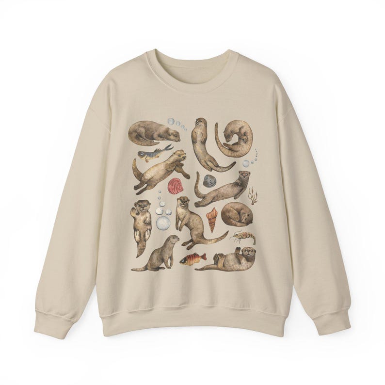 Sweat-shirt loutre : col rond unisexe pour les amateurs de loutre Sand