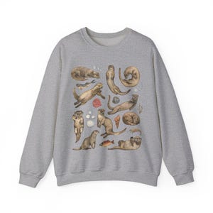Sweat-shirt loutre : col rond unisexe pour les amateurs de loutre Sport Grey